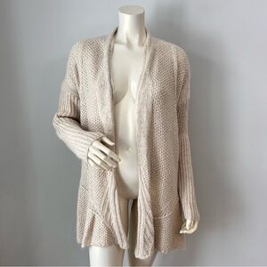 The Fisher Project Elegant Beige Open-Front Cardigan Linen/Mohair Blend Medium